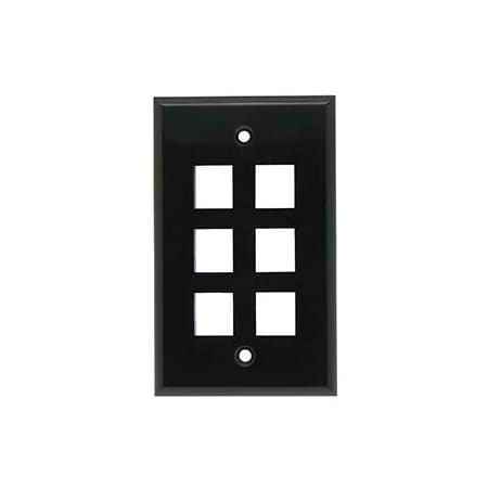 Bestlink Netware Smooth Face Keystone Wallplate- 6Port- Black 101835BK